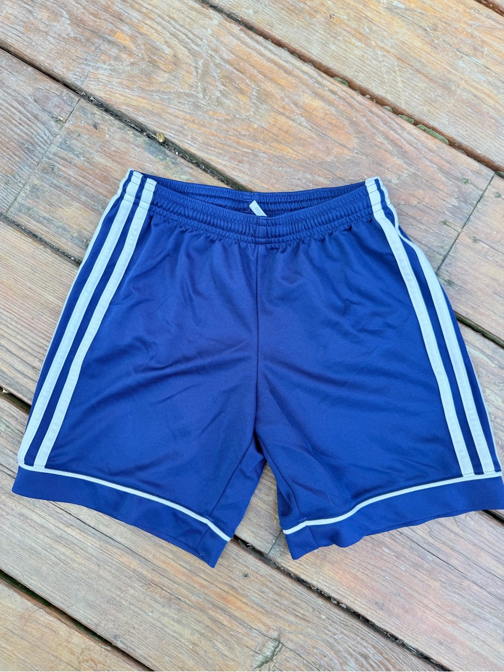 Kid’s Navy Athletic Shorts with White Stripe Size S
